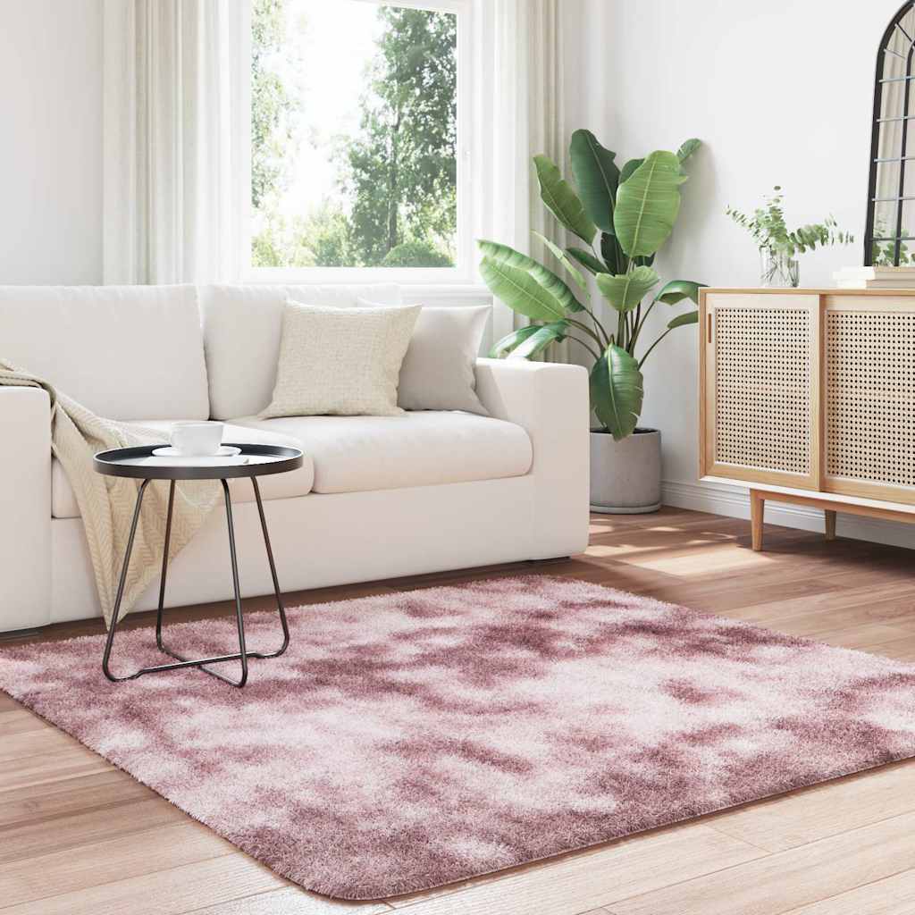 Tapete shaggy de pelo alto navarra 160x160 cm rosa empoeirado