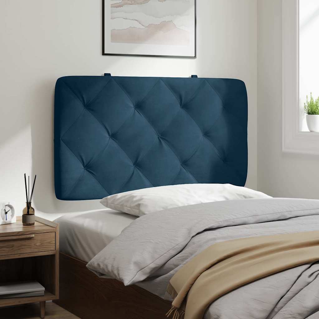 Almofadão de cabeceira 90 cm veludo azul