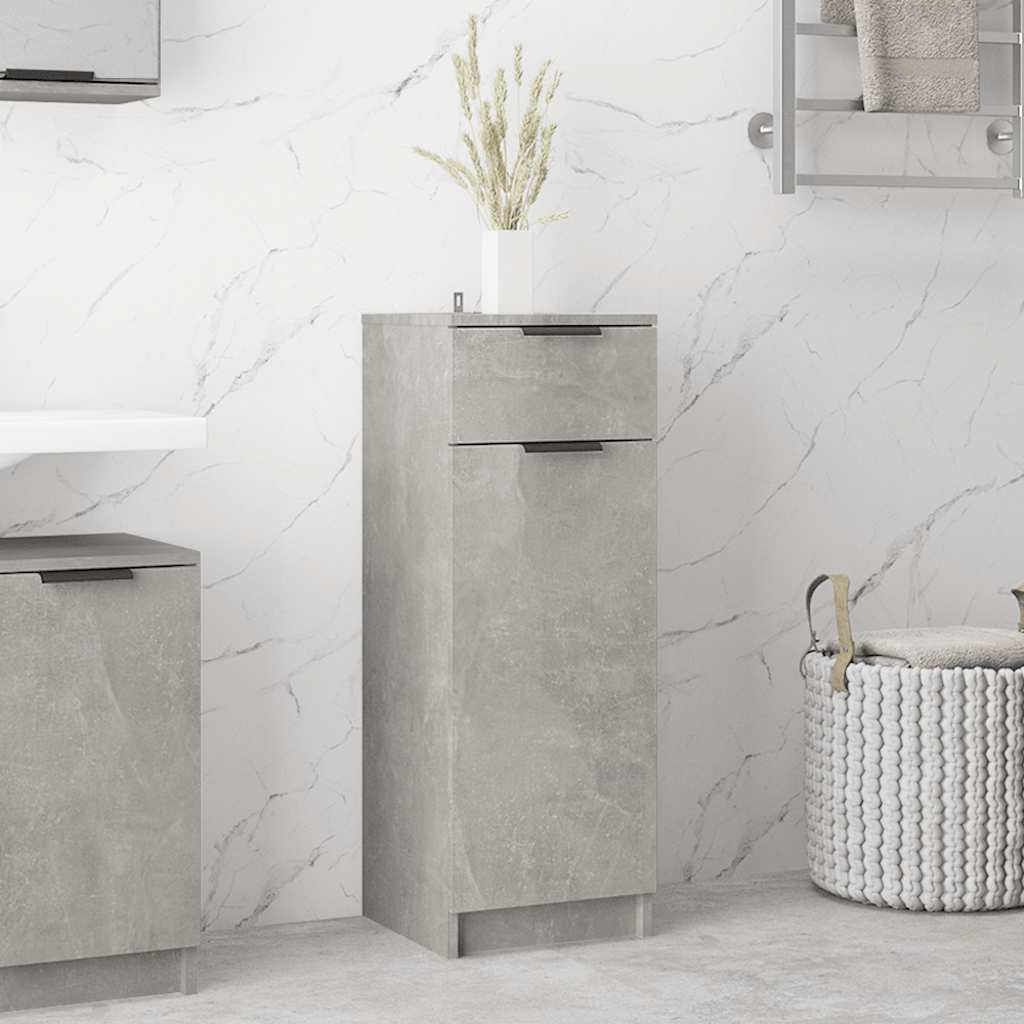 Armário casa de banho 32x34x90 cm madeira cinza cimento