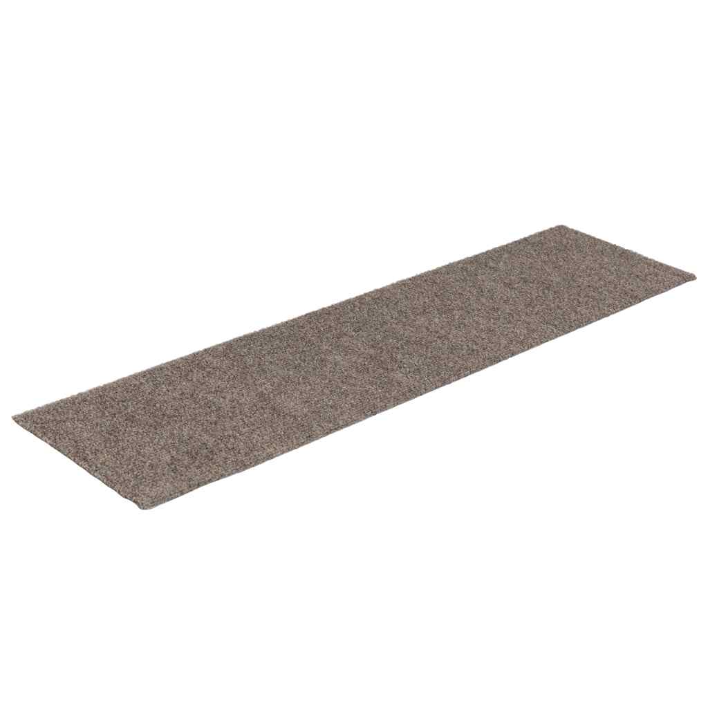 Tapetes de escada autoadesivos 15 peças 76x20 cm bege retangulares