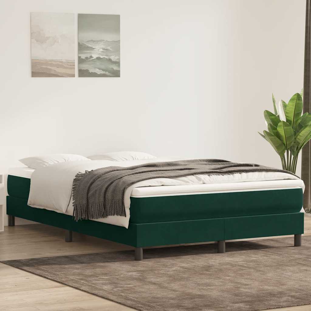 Cama com molas sem colchão 140x220 cm veludo verde-escuro