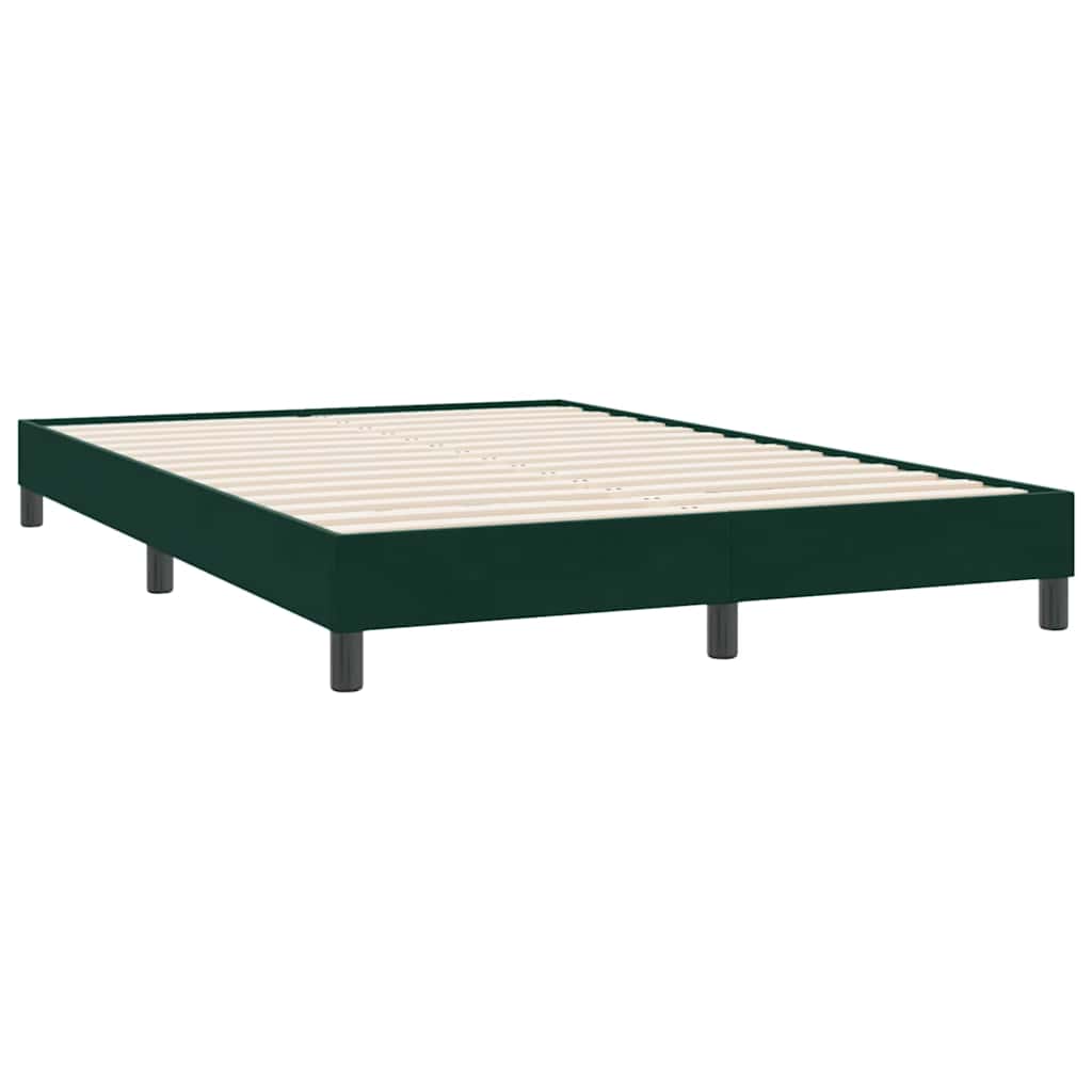 Cama com molas sem colchão 140x220 cm veludo verde-escuro