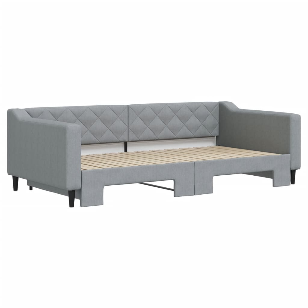 Sofá-cama com gavetão 100x200 cm tecido cinzento-claro