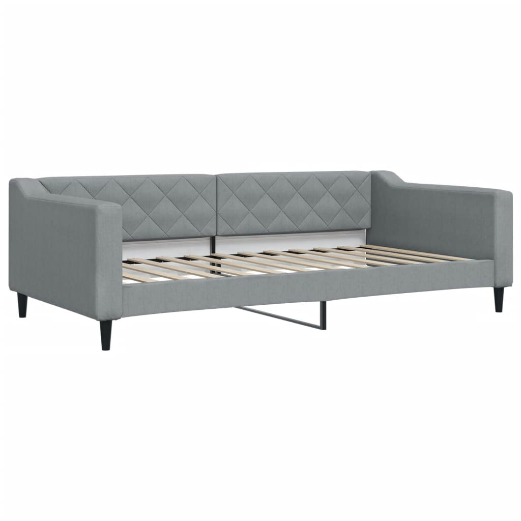 Sofá-cama com gavetão 100x200 cm tecido cinzento-claro