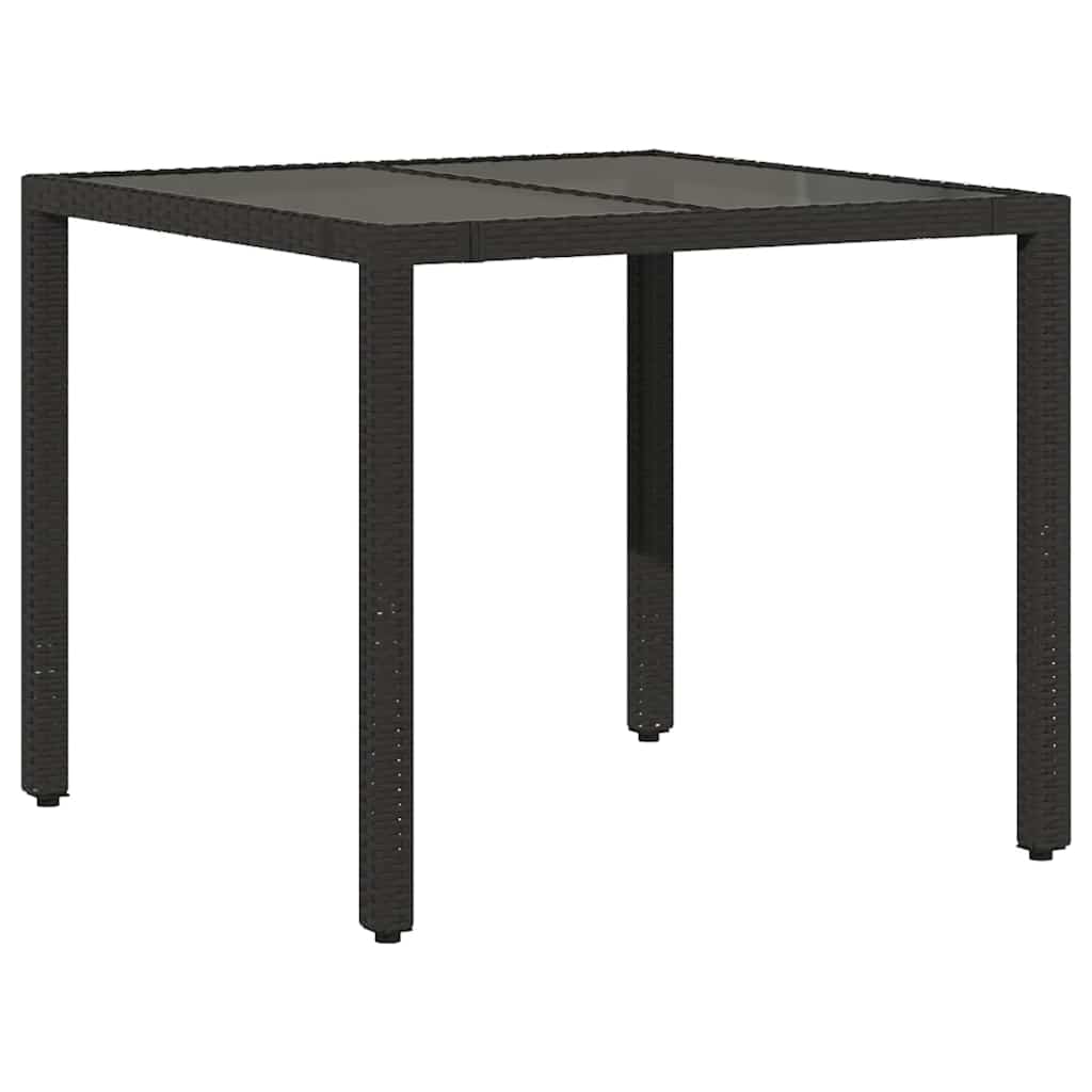 3 Pcs conjunto bistrô de jardim c/ almofadões vime PE preto