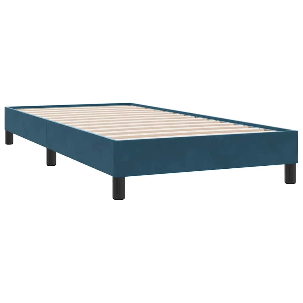 Box cama de molas sem colchão azul escuro 100x210 cm veludo