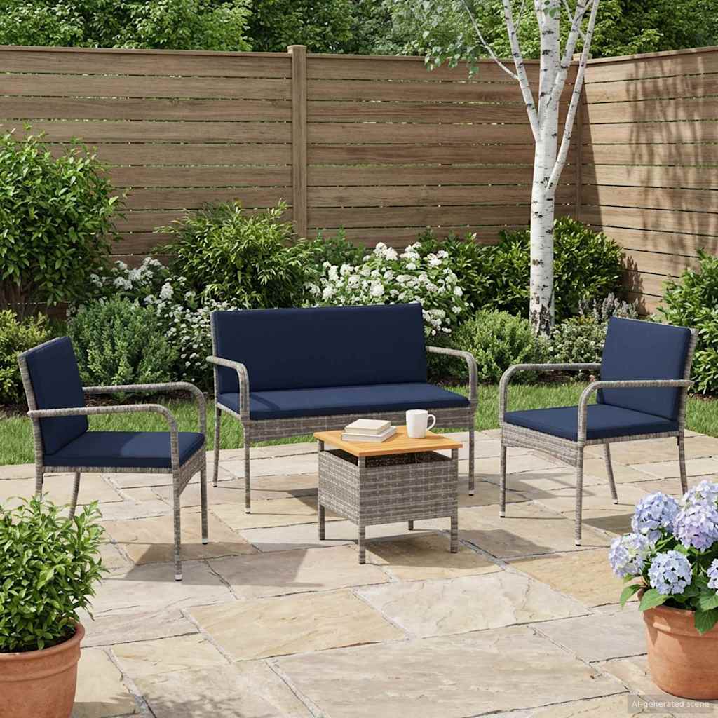 Conjunto para jardim cinzento vime PE