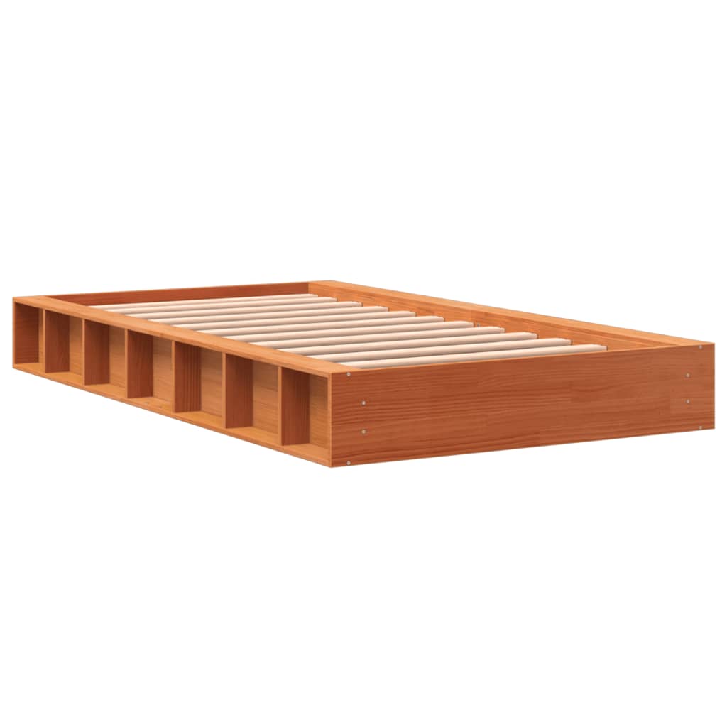 Cama sem colchão 100x200 cm pinho maciço castanho-mel