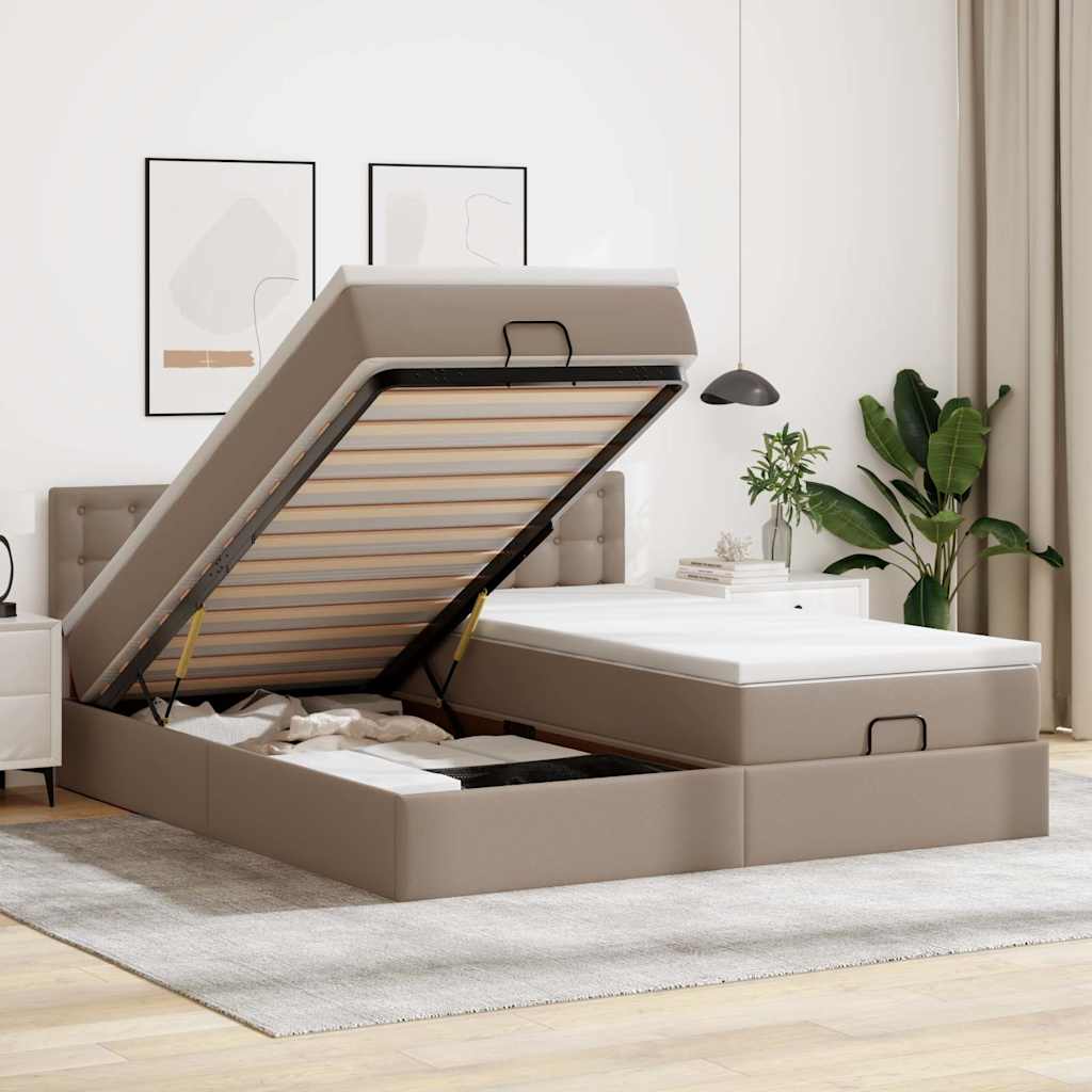Estrutura de cama otomana com colchões cappucino 180x200 cm