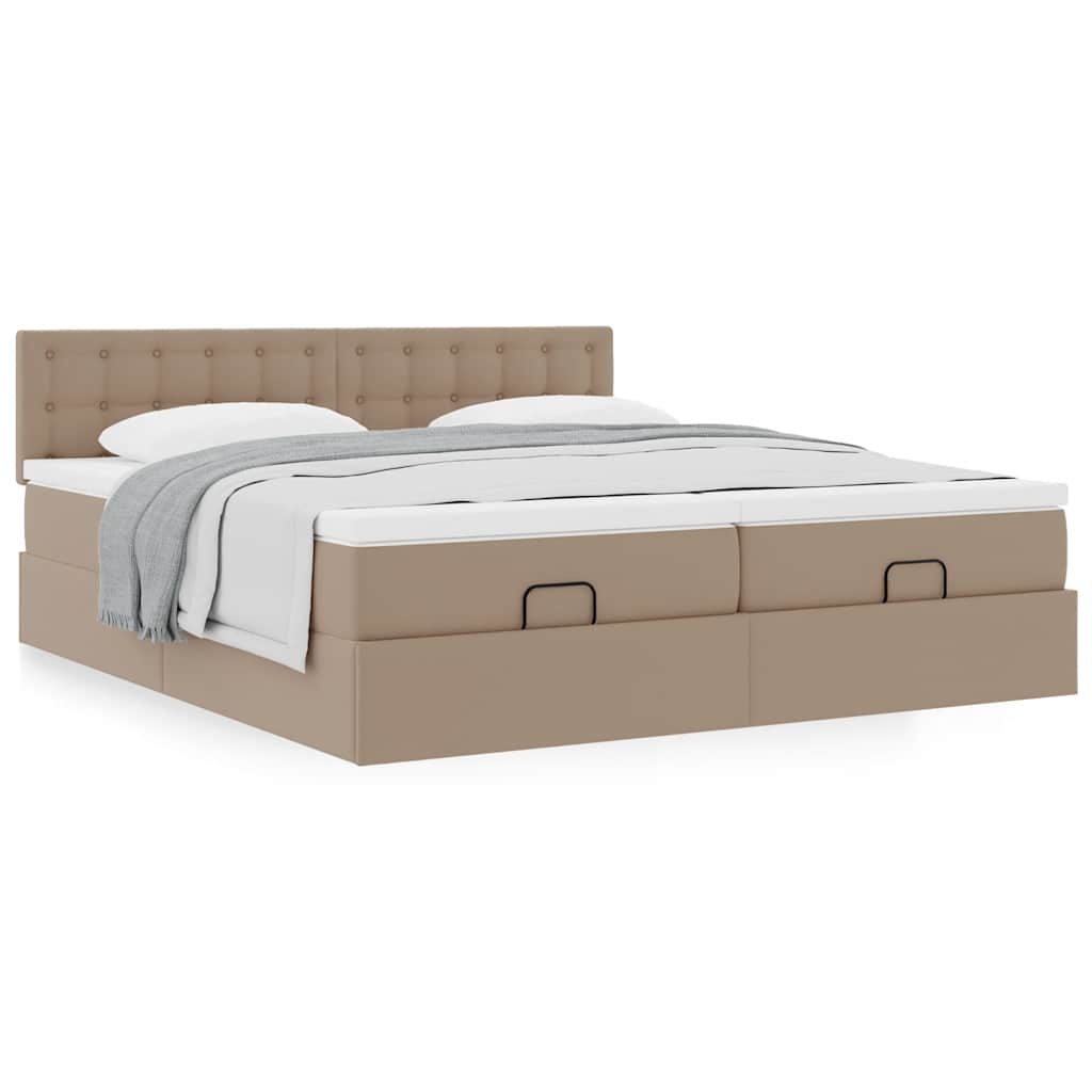 Estrutura de cama otomana com colchões cappucino 180x200 cm