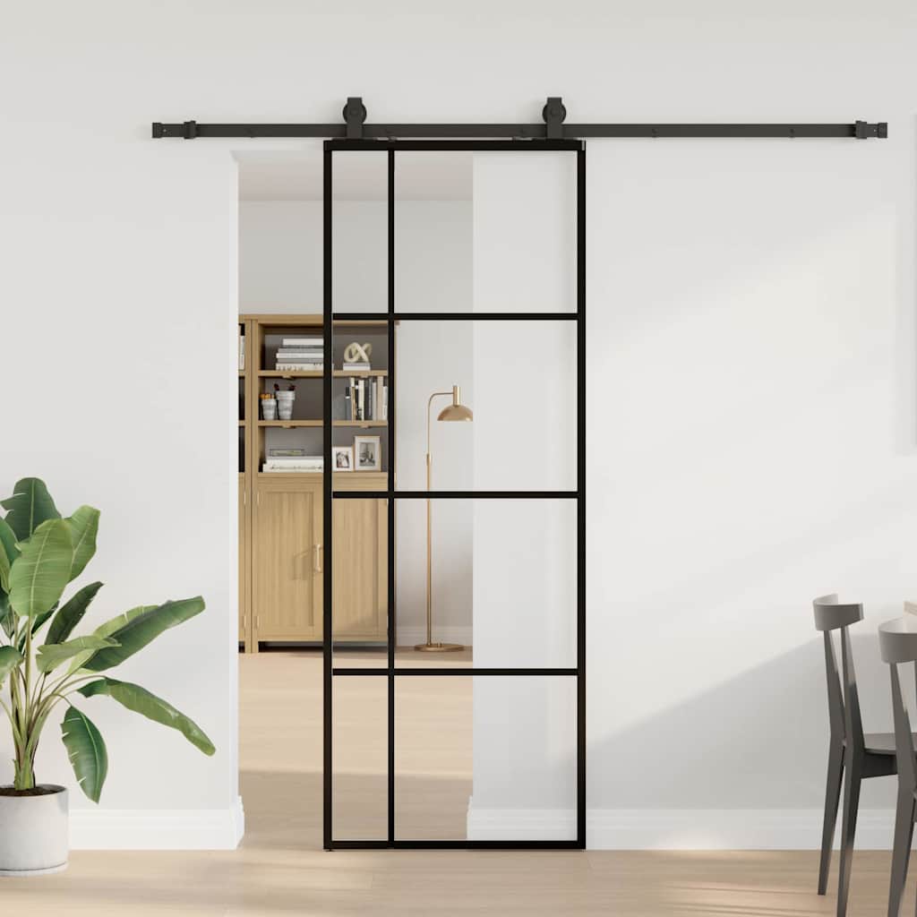 Porta deslizante c/ conj. ferragens 76x205cm vidro esg preto