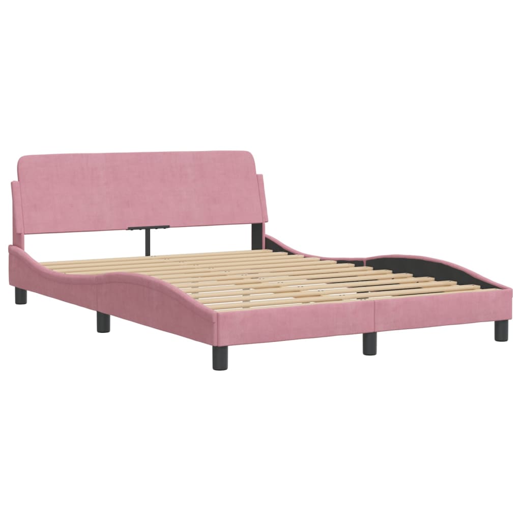 Cama com colchão dover 140x190 cm veludo rosa