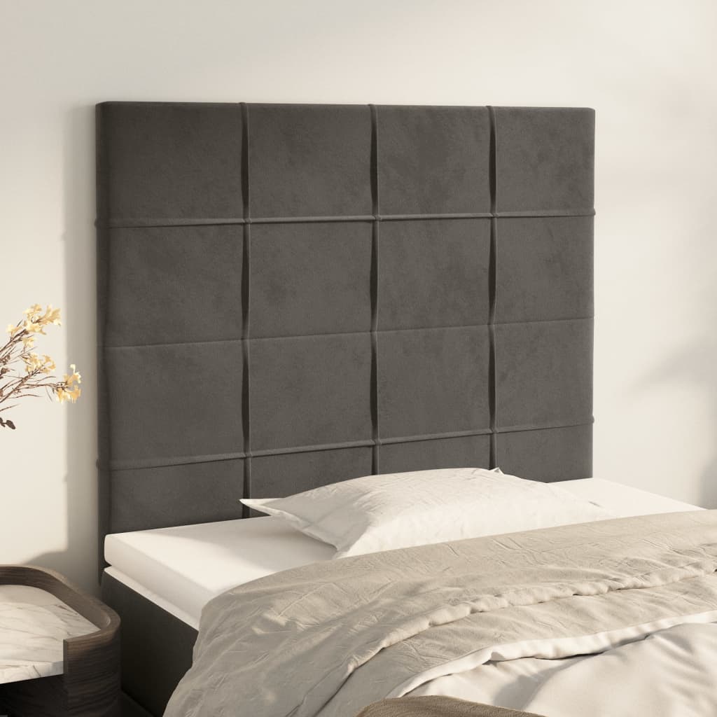 Cabeceira cinza escuro 100x5x118/128 cm veludo