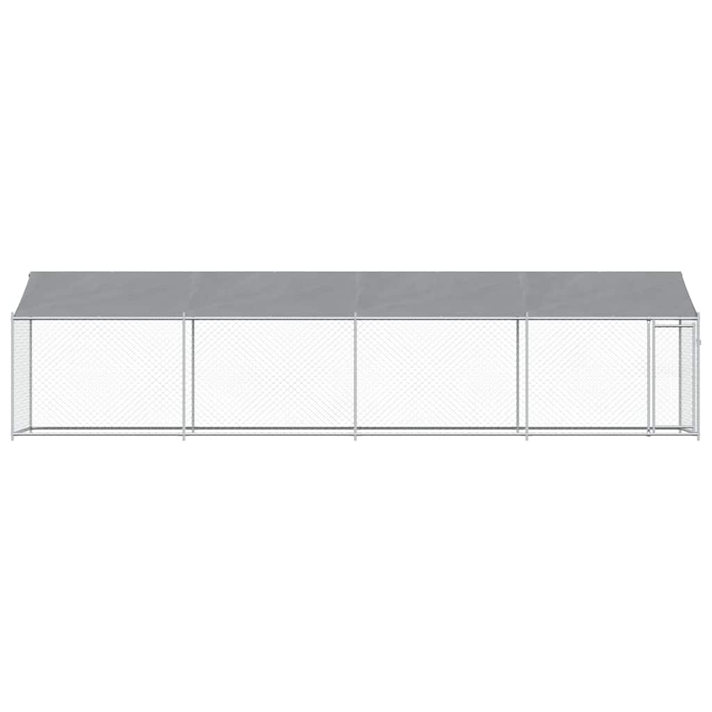 Jaula para cão com telhado/porta 8x2x2 m aço galvanizado cinza