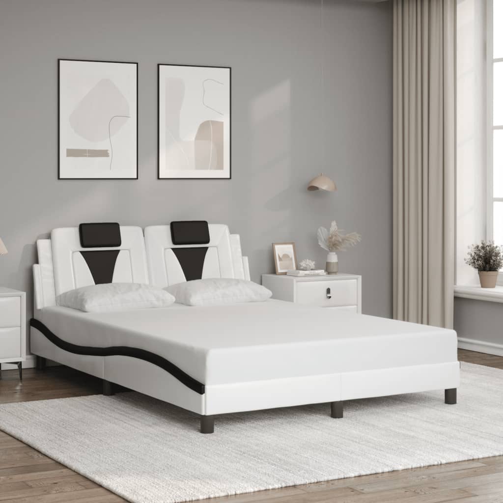 Estrutura de cama viana com LED sem colchão 120x200cm branco/preto