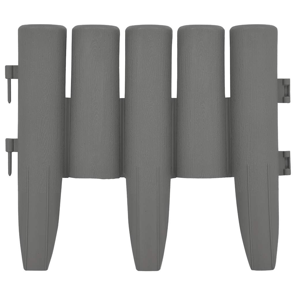 Bordas de relvado 36 pcs 10 m PP cinzento