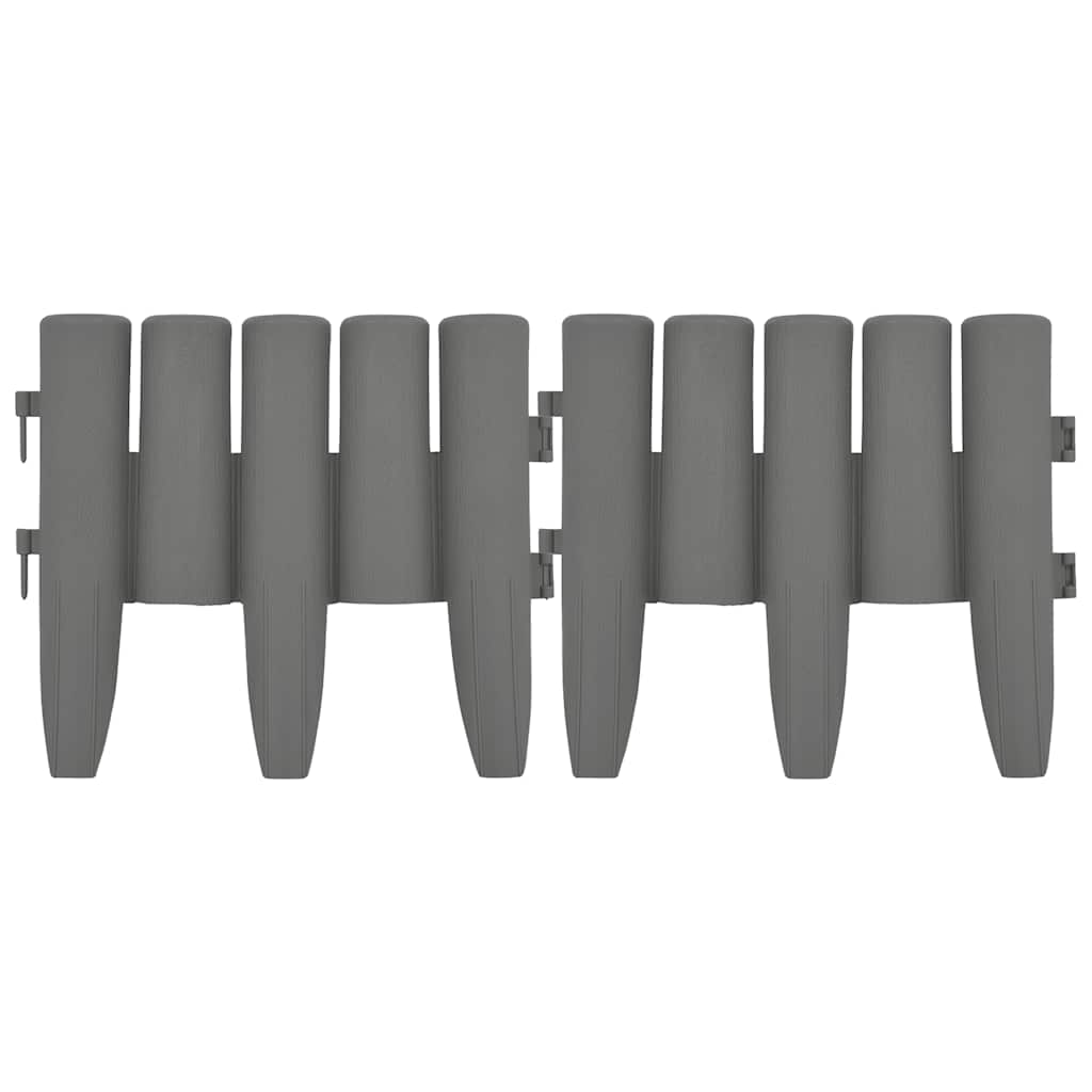 Bordas de relvado 36 pcs 10 m PP cinzento