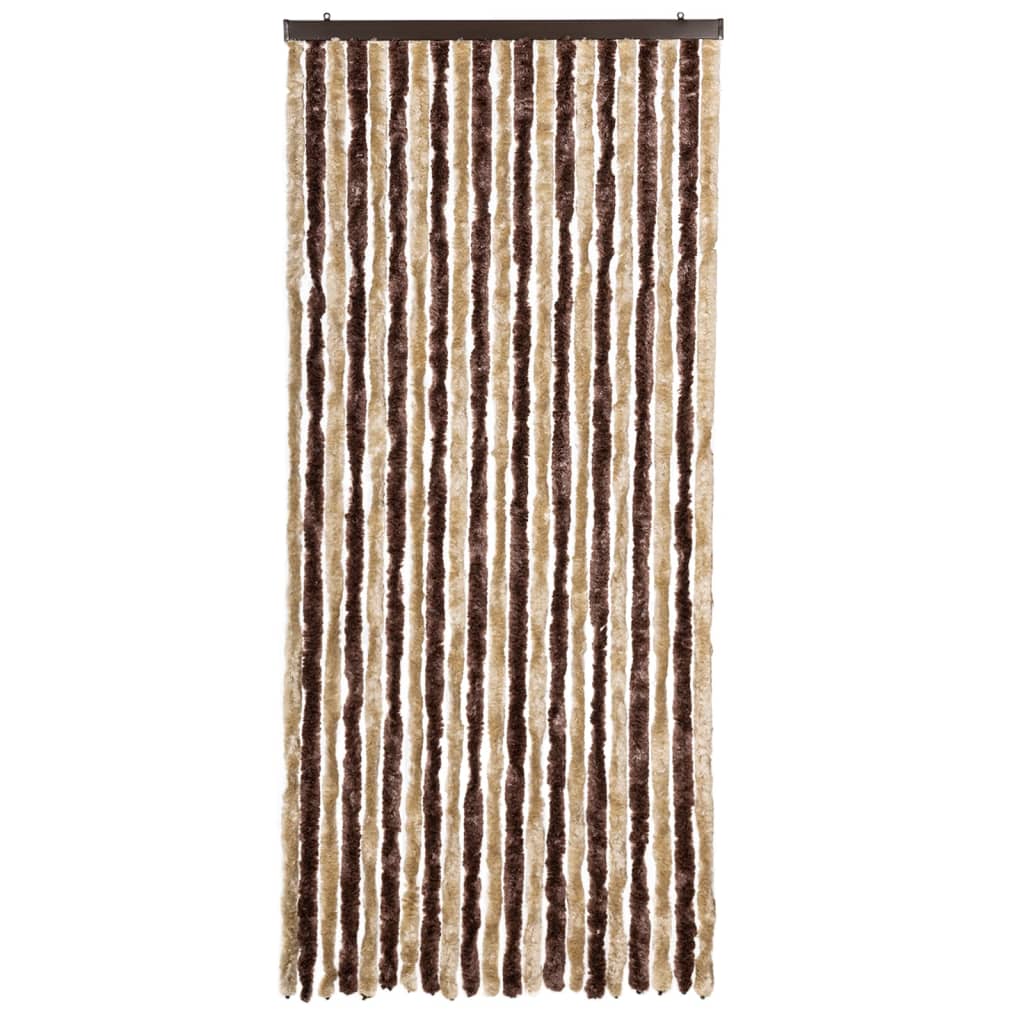 Cortina anti-insetos 90x220 cm chenille bege e castanho claro