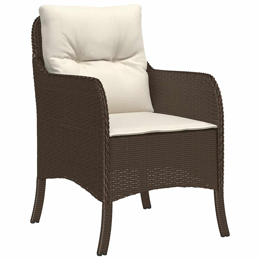 Cadeiras de jardim com almofadões 2 pcs vime PE castanho