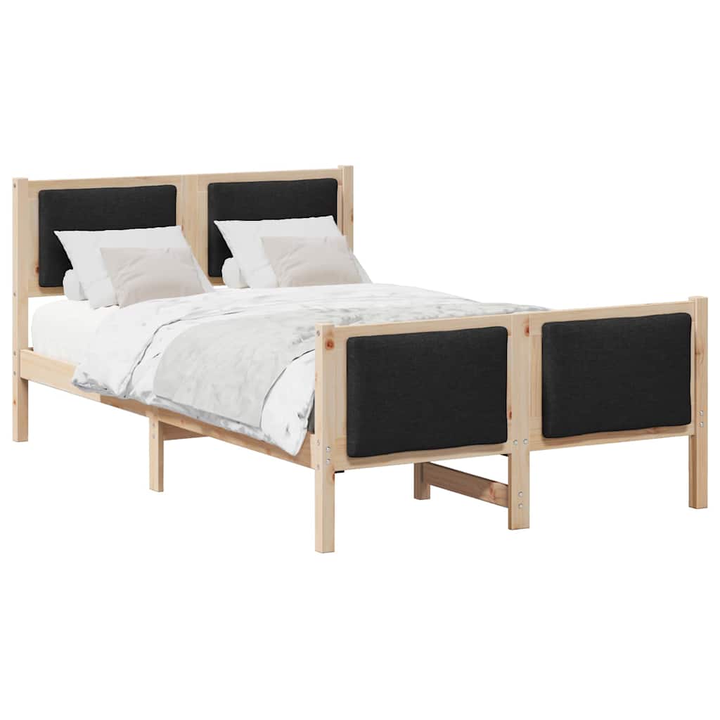 Estrutura da cama com cabeceira preto 120 x 200 cm tecido