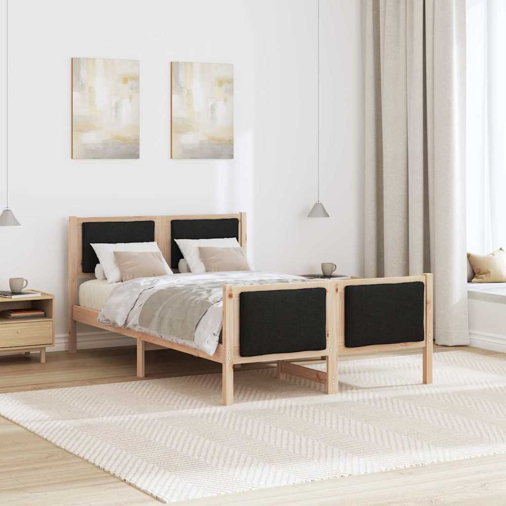 Estrutura da cama com cabeceira preto 120 x 200 cm tecido