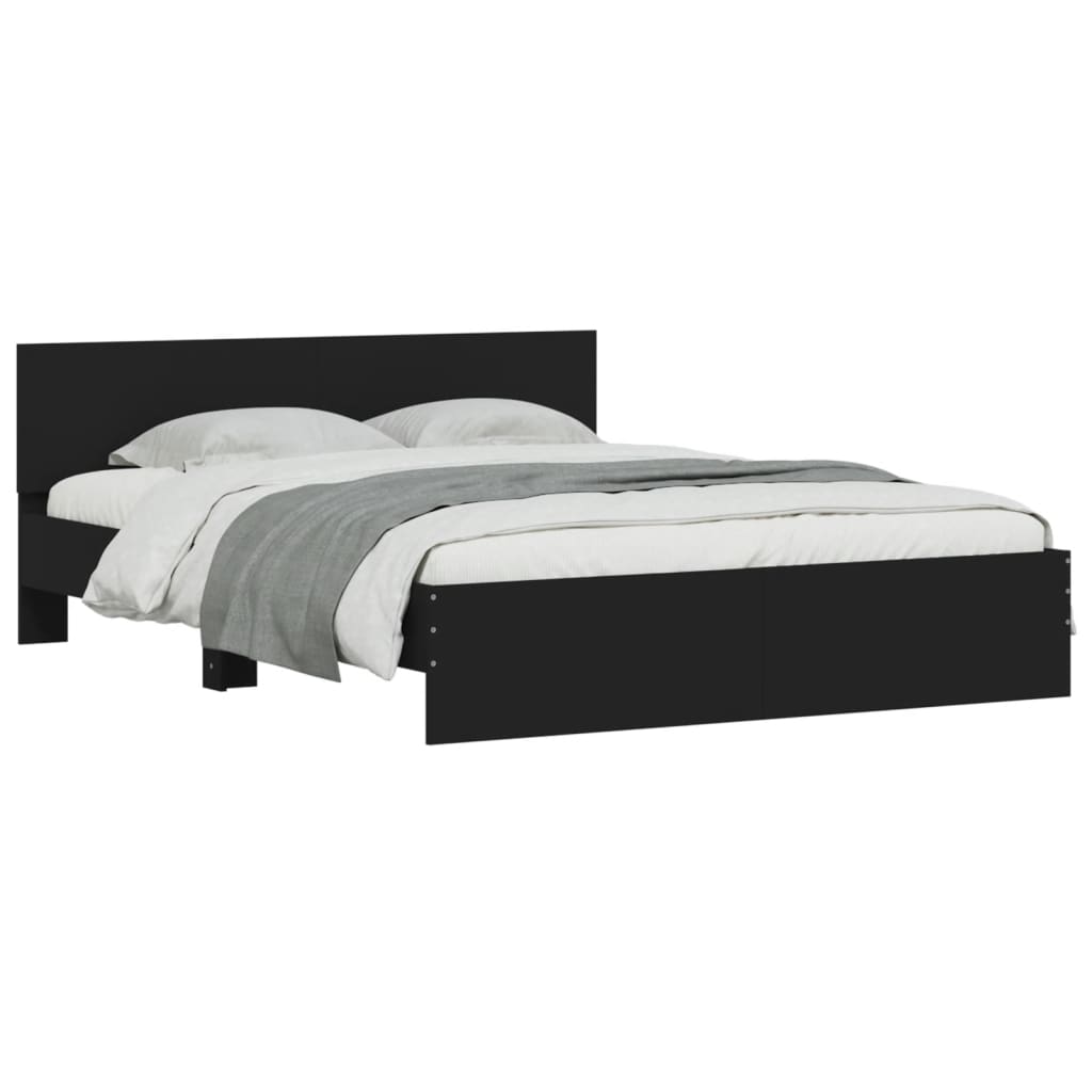 Estrutura de cama com cabeceira 150x200 cm preto