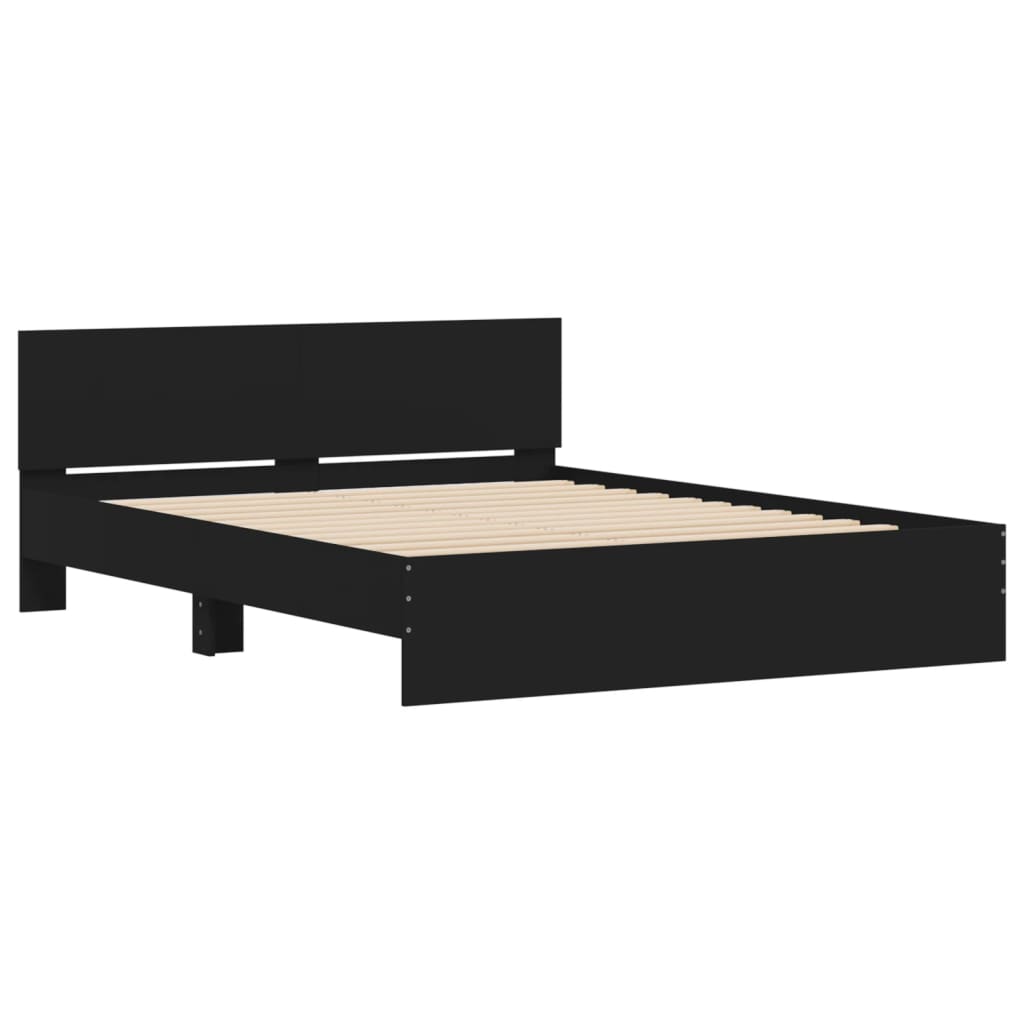 Estrutura de cama com cabeceira 150x200 cm preto