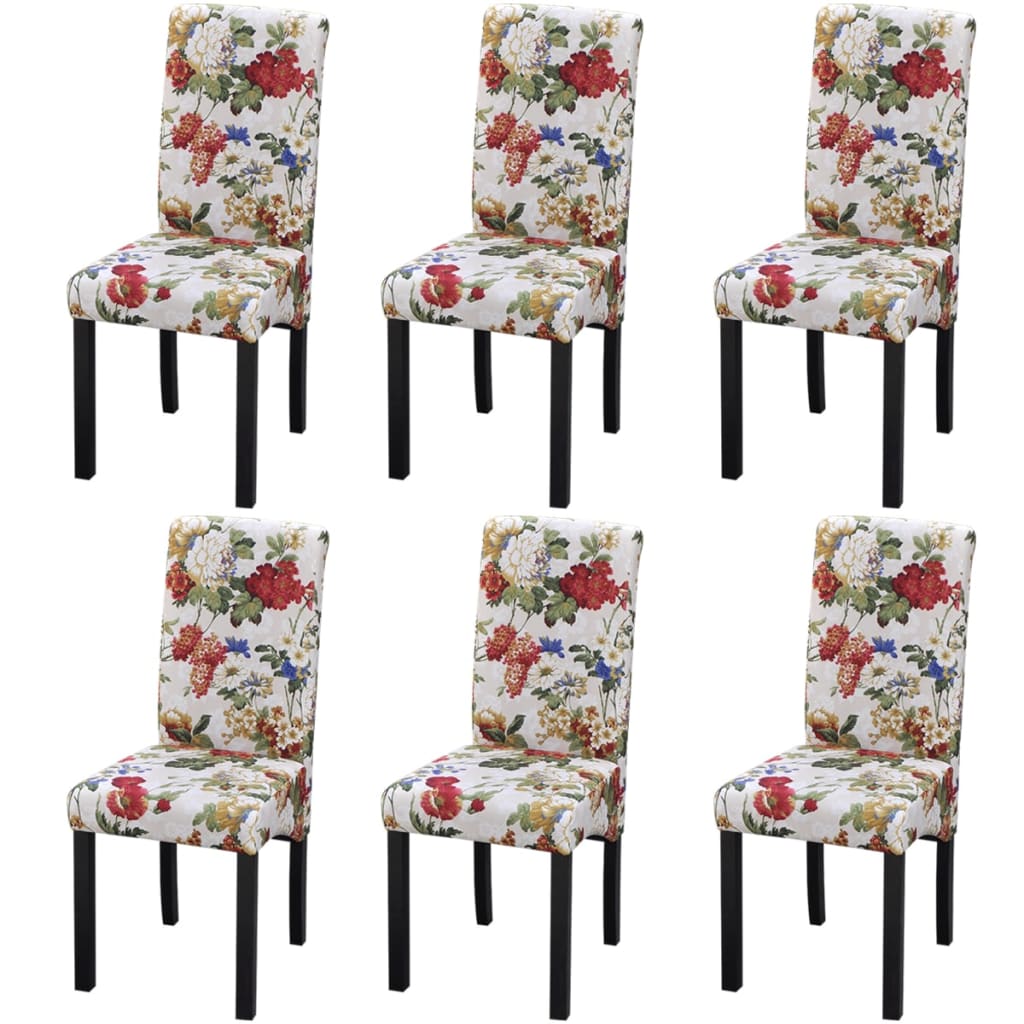 Cadeiras de jantar 6 pcs tecido multicor