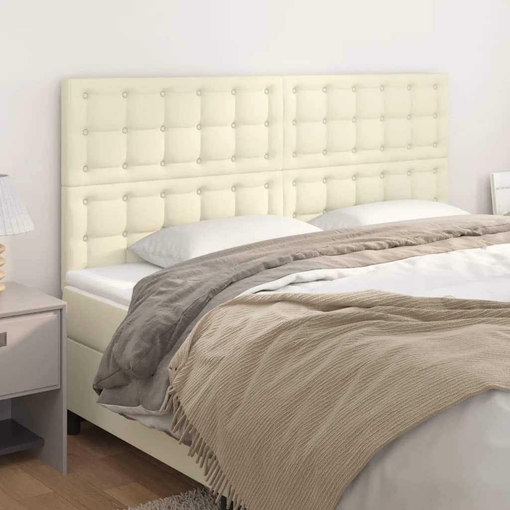 Cabeceira creme 160x5x118/128 cm couro sintético