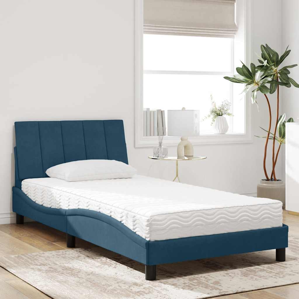 Cama com colchão hanko 100x200 cm veludo azul