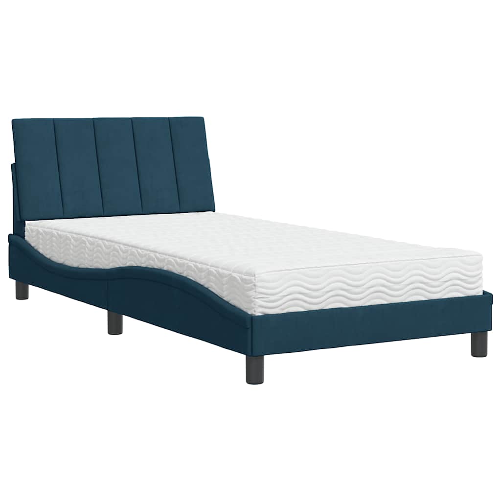 Cama com colchão hanko 100x200 cm veludo azul