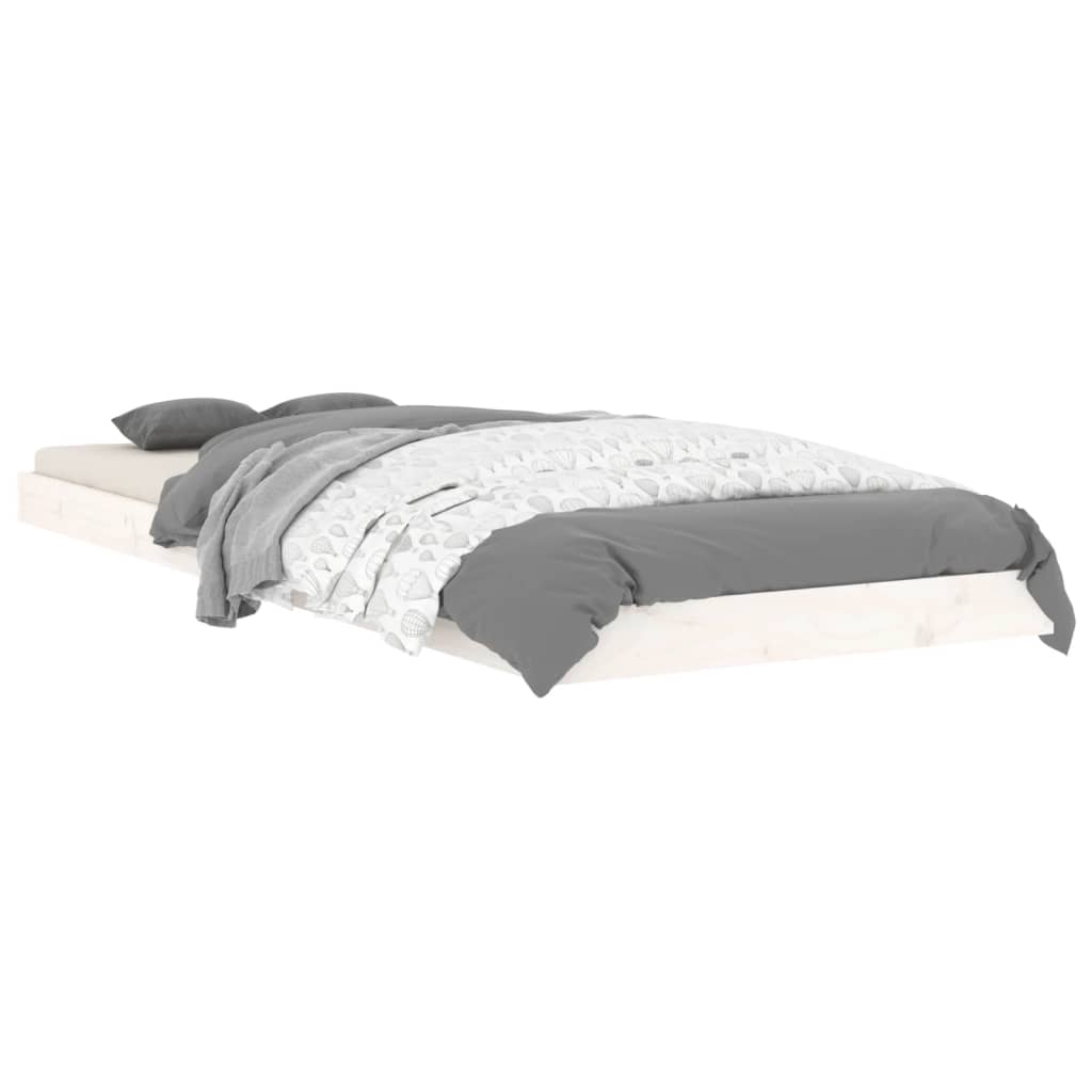 Estrutura cama de solteiro pequena 75x190cm pinho maciço branco