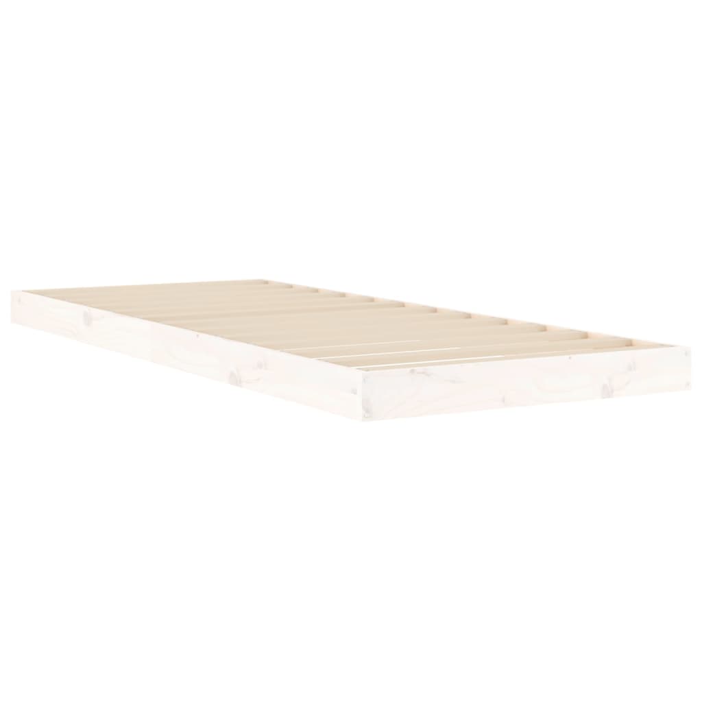 Estrutura cama de solteiro pequena 75x190cm pinho maciço branco