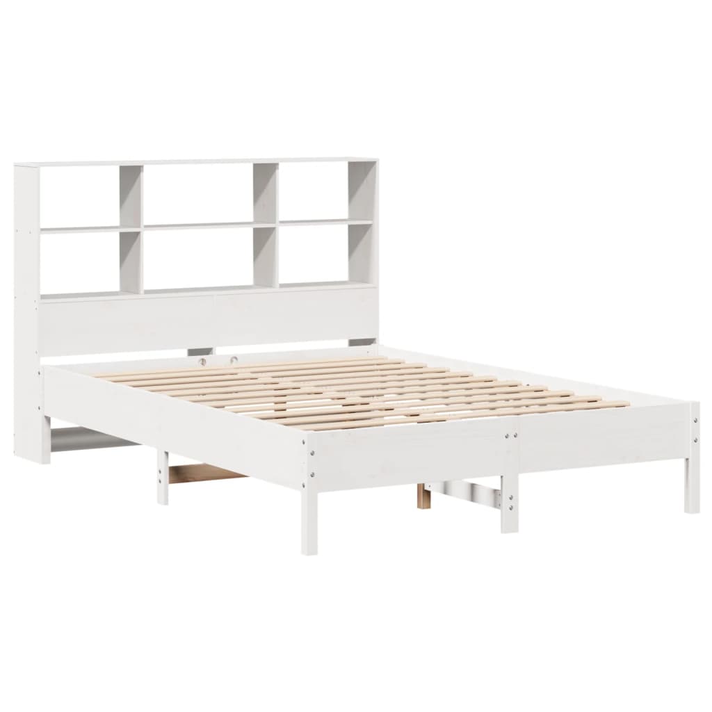 Cama com estante sem colchão 160x200 cm pinho maciço branco