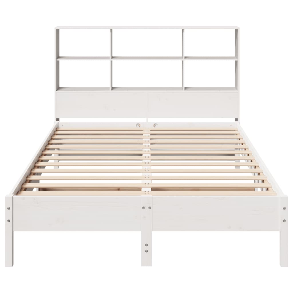 Cama com estante sem colchão 160x200 cm pinho maciço branco