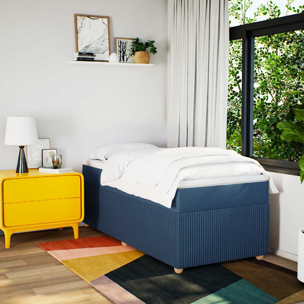 Cama com molas/colchão 80x200 cm tecido azul