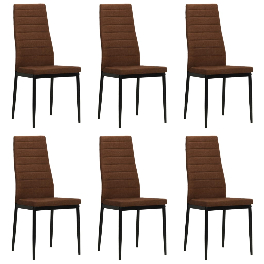 Cadeiras de jantar 6 pcs tecido castanho