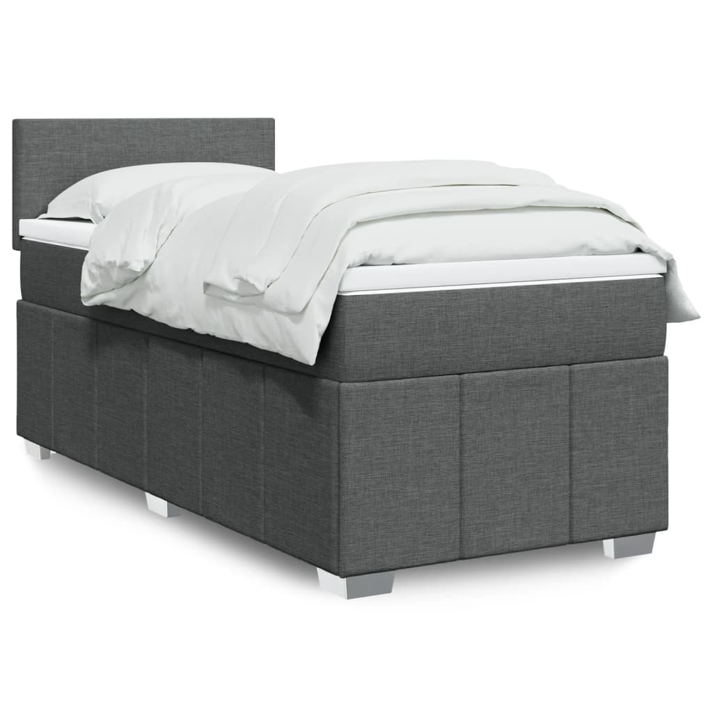 Cama com molas/colchão 90x190 cm tecido cinza-escuro