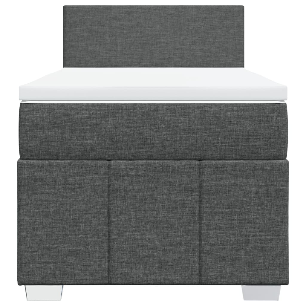 Cama com molas/colchão 90x190 cm tecido cinza-escuro