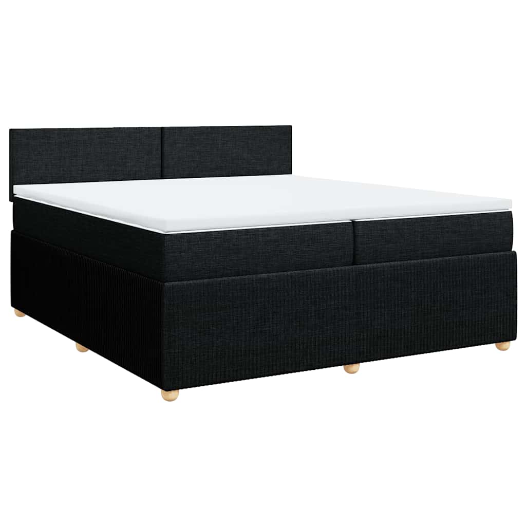 Cama com molas/colchão 200x200 cm tecido preto