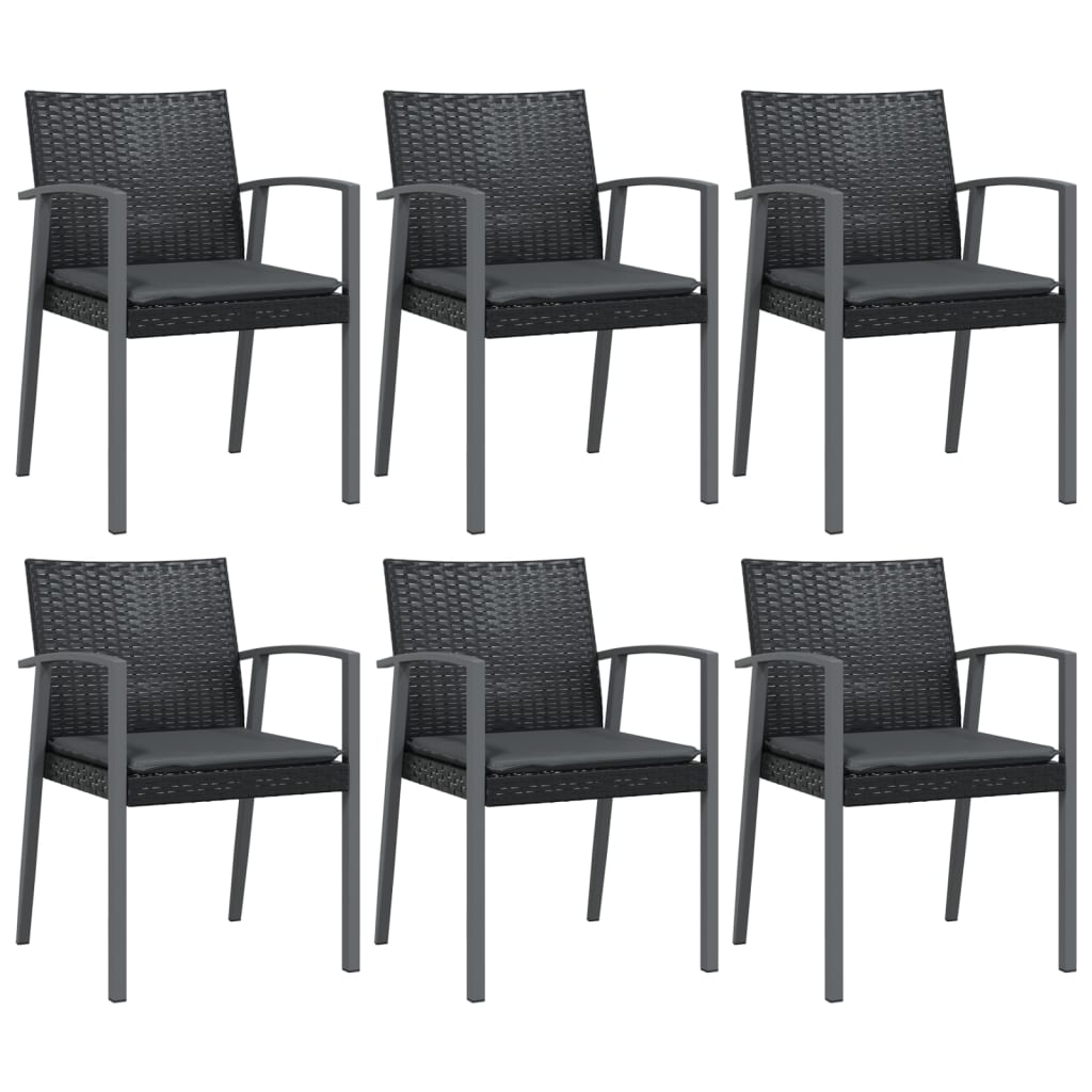 7 Pcs conjunto de jantar p/ jardim c/ almofadões vime PE e aço