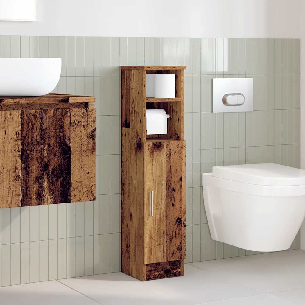Móvel p/ casa banho c/ suporte rolos 20,5x22x90cm madeira velha