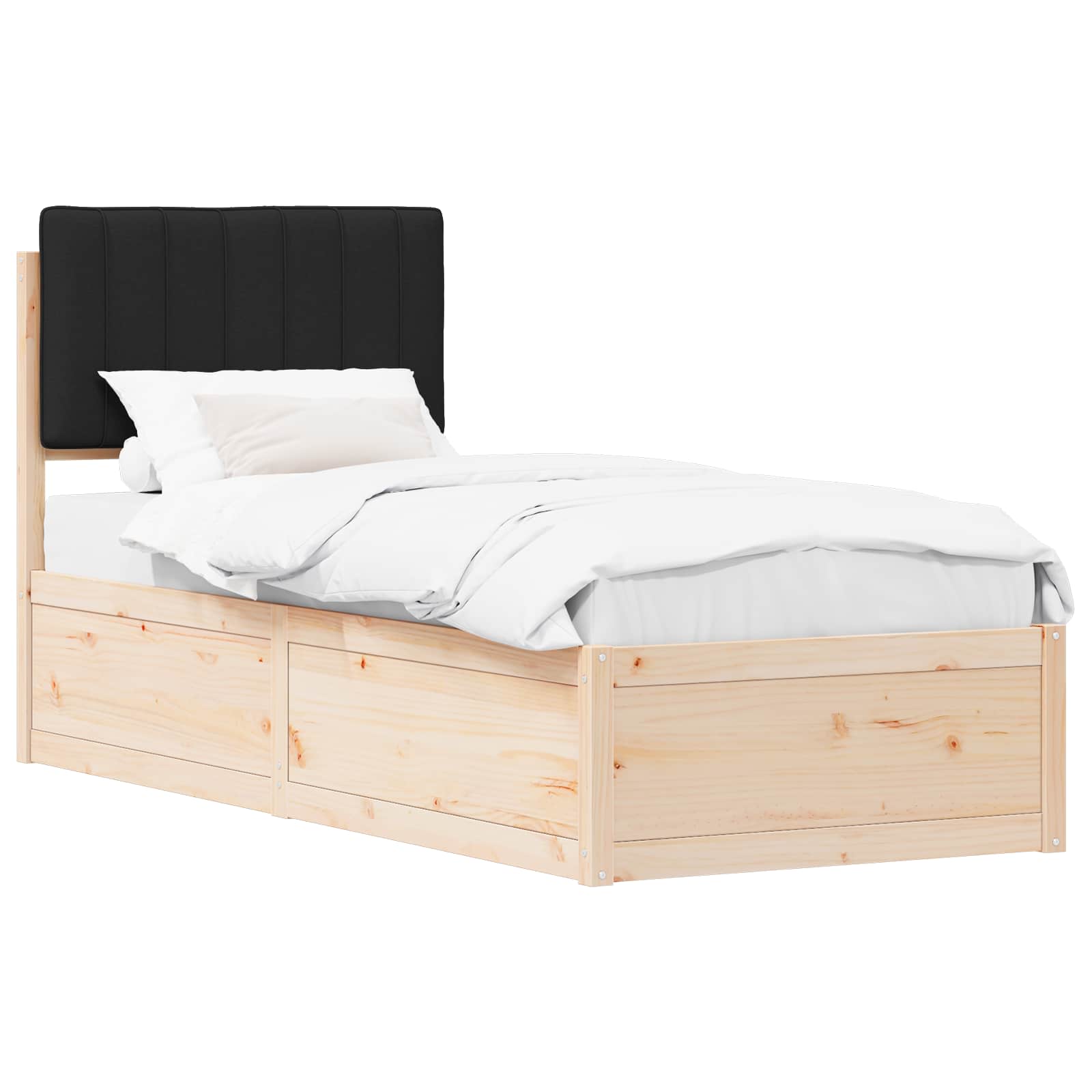 Estrutura de cama com cabeceira estofada preto 80 x 200 cm