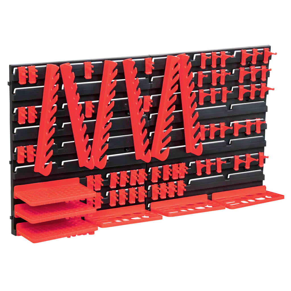71 Pcs kit de arrumação com painéis de parede vermelho e preto