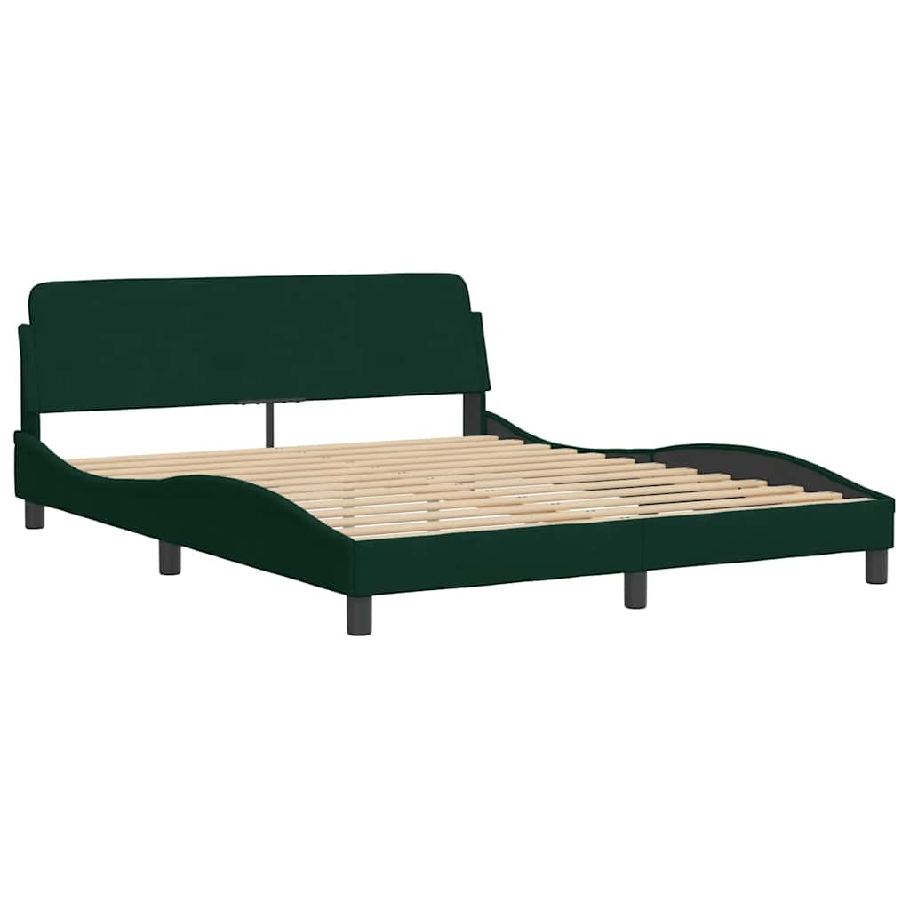 Estrutura de cama dover 160x200 cm veludo verde-escuro
