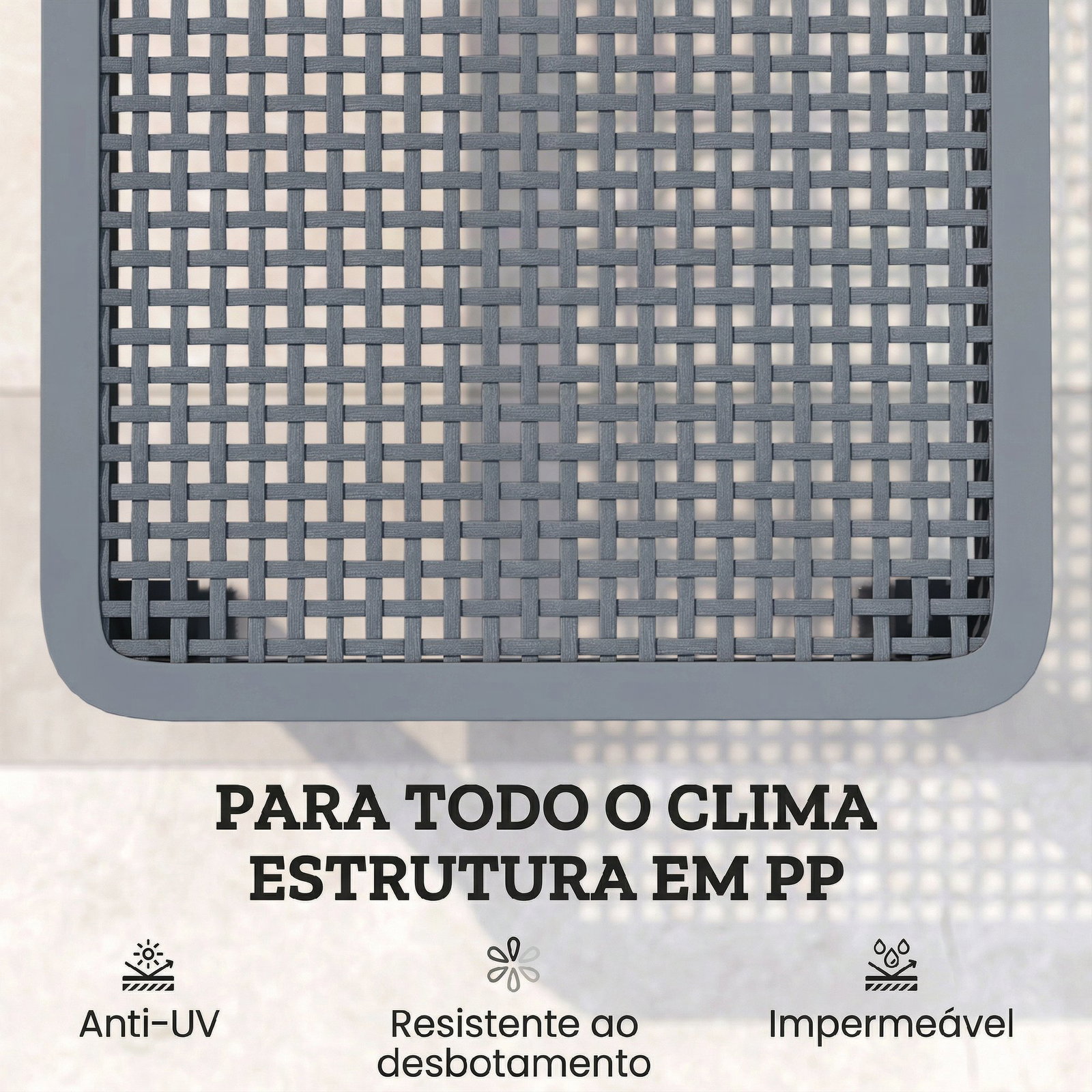 Espreguiçadeira reclinável de jardim exterior com encosto ajustável em 4 posições e estrutura de PP 191x55x35,5 cm cinzento escuro