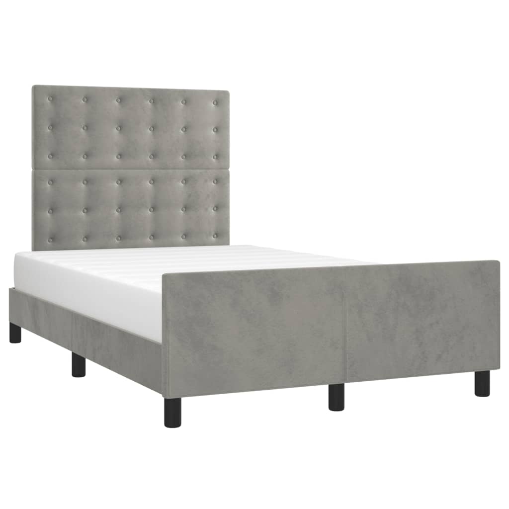 Estrutura de cama sem colchão 120x200 cm veludo cinzento-claro