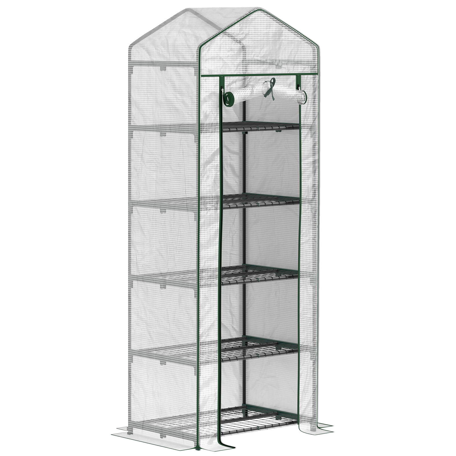 Estufa de jardim vertical 69x49x193 cm com 5 prateleiras estufa para plantas e cultivos com cobertura transparente de PE verde