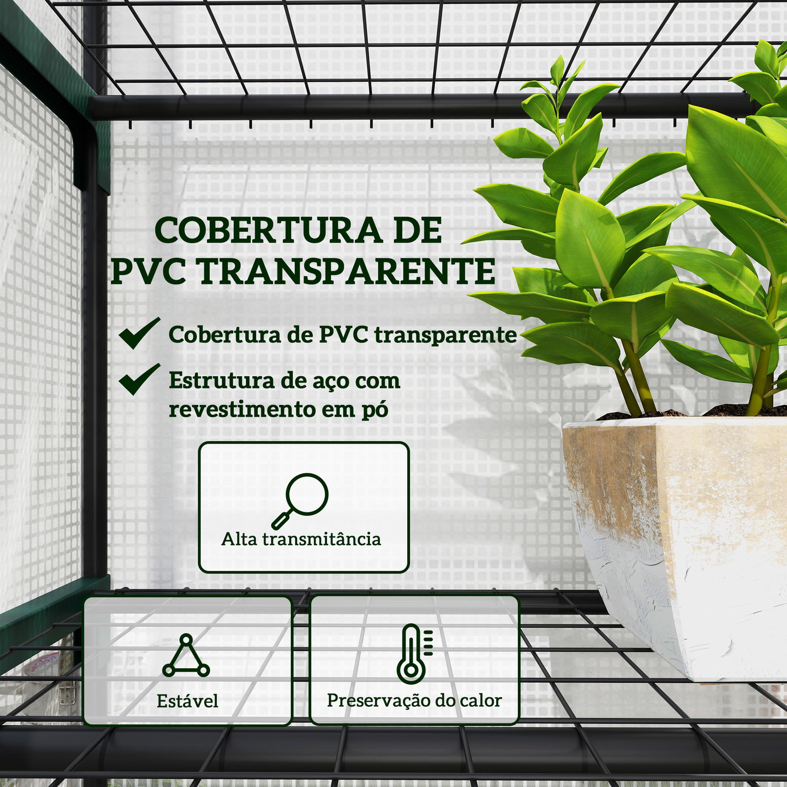 Estufa de jardim vertical 69x49x193 cm com 5 prateleiras estufa para plantas e cultivos com cobertura transparente de PE verde