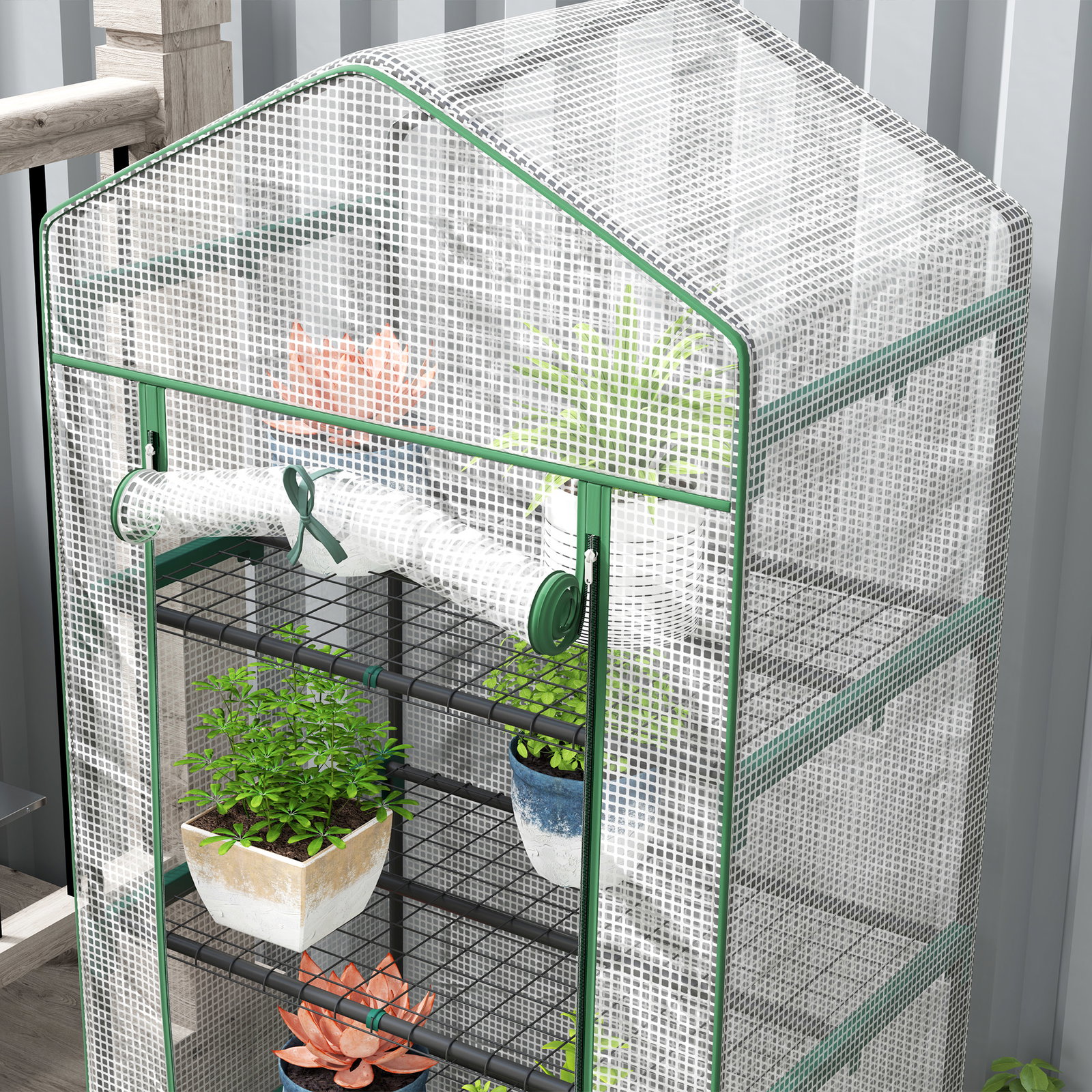 Estufa de jardim vertical 69x49x193 cm com 5 prateleiras estufa para plantas e cultivos com cobertura transparente de PE verde